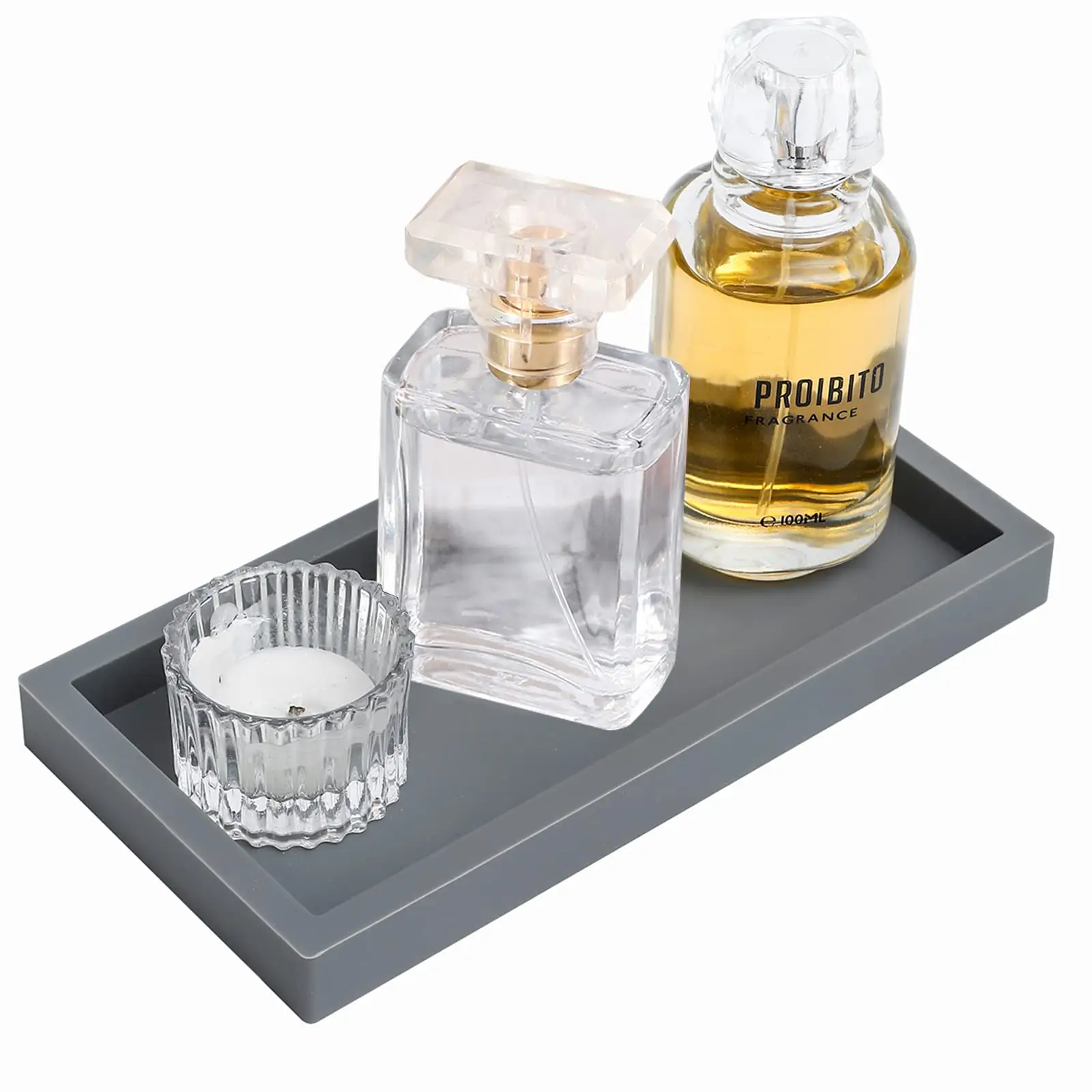 Bandeja de totode silicona para parfüm özelleştirilmiş OEM dikdörtgen Oval banyo mutfak sabunluk silikon Vanity tepsi