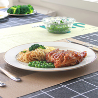 Assiettes de présentation à double bord doré pour mariage Ensemble d'assiettes à dîner blanches en porcelaine fine de luxe