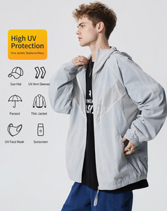 UPF <span class=keywords><strong>50</strong></span>+ Wasserdichte Atmungsaktive UV-Jacke Sonnenschutz Unisex für Einkaufen Schule Arbeit <span class=keywords><strong>Dating</strong></span> Party Festival Konzert Wandern - Product Image 2