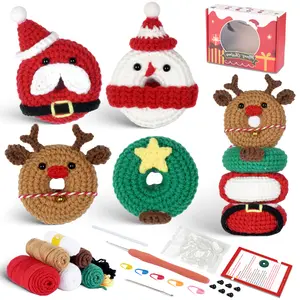 Charmkey Hot Selling Customized Beginner Christmas Doll Handmade Crochet DIY Kit