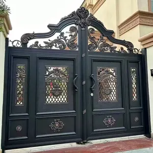 Big House Entry Front Doors Black Entrance Doors Modern Hinges Pivot porta frontal design Portão para Villa