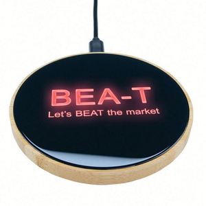 Cargador rápido de bambú inalámbrico con logotipo personalizado 15W 10W 5W Base de carga para teléfono - Product Image 3