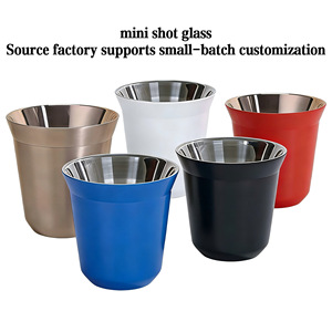 Verre à shot simple en acier inoxydable 160 ml, tasse de voyage anti-brûlure, rouge, noir, blanc, bleu, forme cylindrique - Product Image 5