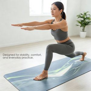 Tapete de Ejercicio Azul Verde Azulado con Superficie de PU y Base de Caucho Natural, Antideslizante, 4.5mm de Grosor para Entrenamiento en Casa y Uso en Estudio - Product Image 3