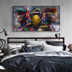 Affiche animalière moderne sur toile Art mural Déco Pop Art Print Peinture d'un singe élégant portant des écouteurs et des lunettes de soleil - Product Image 5