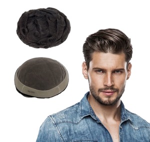 Prezzo all'ingrosso 24 ore di spedizione nuovo colore grigio pelle sottile 0.06-0.08mm annodato <span class=keywords><strong>capelli</strong></span> umani parrucchino <span class=keywords><strong>uomo</strong></span> sistema di sostituzione <span class=keywords><strong>capelli</strong></span> - Product Image 3