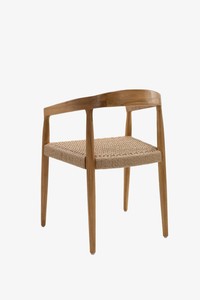 Silla de Comedor con Brazos de Madera de Teca y Asiento de Cuerda Color Marrón Leche - Muebles de Teca Hechos en Java, Indonesia - Product Image 4