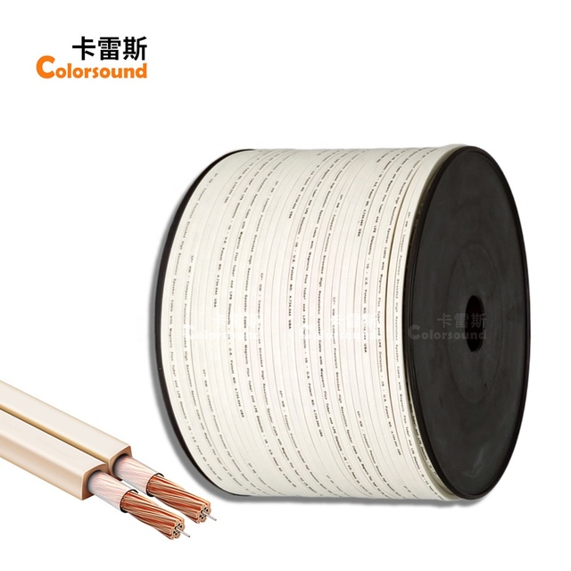 High End High Quality 2 Cord White Flat Speaker Cable Wire