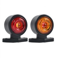 Luz Lateral LED Redonda de Dos Tonos, Base Roja Ámbar Negra, 12V 24V, para Camión, Remolque, Furgoneta, Autobús, Impermeable