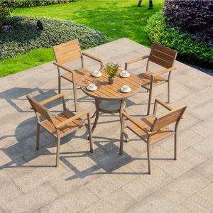 Loisirs extérieur cour plastique bois petites tables rondes et chaises extérieur imperméable à l'eau crème solaire mettre extérieur jardin <span class=keywords><strong>terrasse</strong></span> - Product Image 4