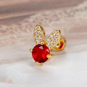 Pendientes de Acero Inoxidable Little Red Book, Suaves y Dulces, con Orejas de Conejo, para Dormir sin Necesidad de Quitarlos - Product Image 3
