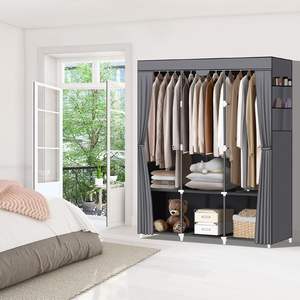 Étagère d'organisation multifonctionnelle debout Armoire en tuyau d'acier de grande capacité avec poches latérales en tissu anti-poussière Porte-chaussures - Product Image 3
