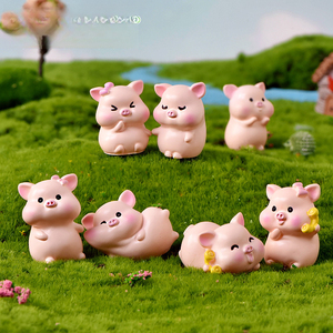 weij Micro-paisaje de musgo suculento, lindo cerdito de dibujos animados, accesorio de decoración para tartas, adornos pequeños DIY para coche y escritorio - Product Image 1