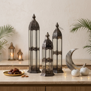 Wholesale Black Metal <b>Moroccan</b> Candle Holder Lanterns in Different Sizes for Home <b>Decoration</b> - Product Image 2