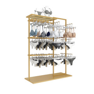 Présentoir de Sol en Métal Peint pour Grandes Marques de Soutiens-Gorge, Meuble de Magasin de Lingerie Doré - Product Image 5