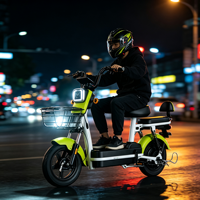 Vélo électrique adulte à double siège avec panier avant, fourni par l'usine, vélo électrique à 2 roues économique pour les trajets quotidiens