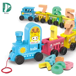 Children pull along string toys number cognition toy train early education cognitive toy