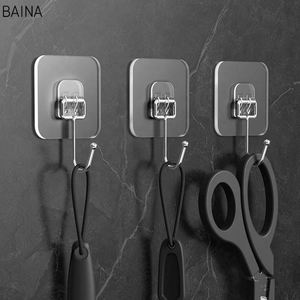 Grand crochet adhésif transparent sans perçage pour cuisine et salle de bain, fixation murale à ventouse, porte-manteau robuste à forte capacité de charge - Product Image 3