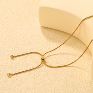 Collier tendance pour femme en acier inoxydable avec chaîne serpent et perles, collier personnalisé plaqué or 18 carats, bijoux longs et épais - Product Image 5