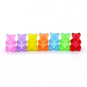 10*17mm Bear Resin <b>Beads</b> Flatback Candy Colors Bear Charms for Keychain Earring Ornament DIY Jewelry Making Findings - Product Image 1