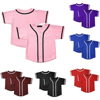 Maillots de baseball personnalisés, uniforme de baseball, couleur unie rose, polyester, vêtements de sport, séchage rapide, tailles pour enfants, maillot de baseball