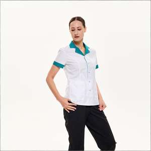 Uniforme Médico con Bloques de Color Blanco y Verde, Ropa de Trabajo para Enfermeras de <span class=keywords><strong>Farmacia</strong></span>, Uniforme para Personal Médico con Logotipo Bordado Personalizado - Product Image 1