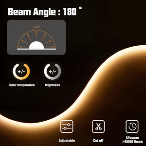 Tiras de Luces LED COB CCT, 608 LED/m, DC12V 24V, Alta Densidad, Flexibles, Atenuables, Cinta LED FOB, Iluminación Cambiable de 2700K a 6500K - Product Image 5