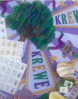 Collection Krewe : Tuiles de Mahjong Américaines Personnalisées Illustrées pour le Mardi Gras, Ensemble de Mahjong en Acrylique de 160 Pièces avec Tapis