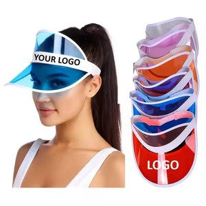 <b>PVC</b> Transparent Plastic Sun Visor Hat Sports Cap Summer Empty <b>Top</b> Beach UV Protection Sunshade Hats for Promotion Custom Logo - Product Image 2