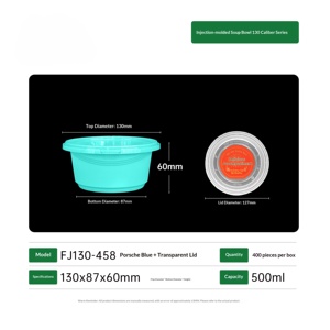 Contenedor Redondo Desechable de Plástico PP para Alimentos, Color Azul Porsche, Hermético, Apto para <span class=keywords><strong>Microondas</strong></span> y Refrigeración - Product Image 5