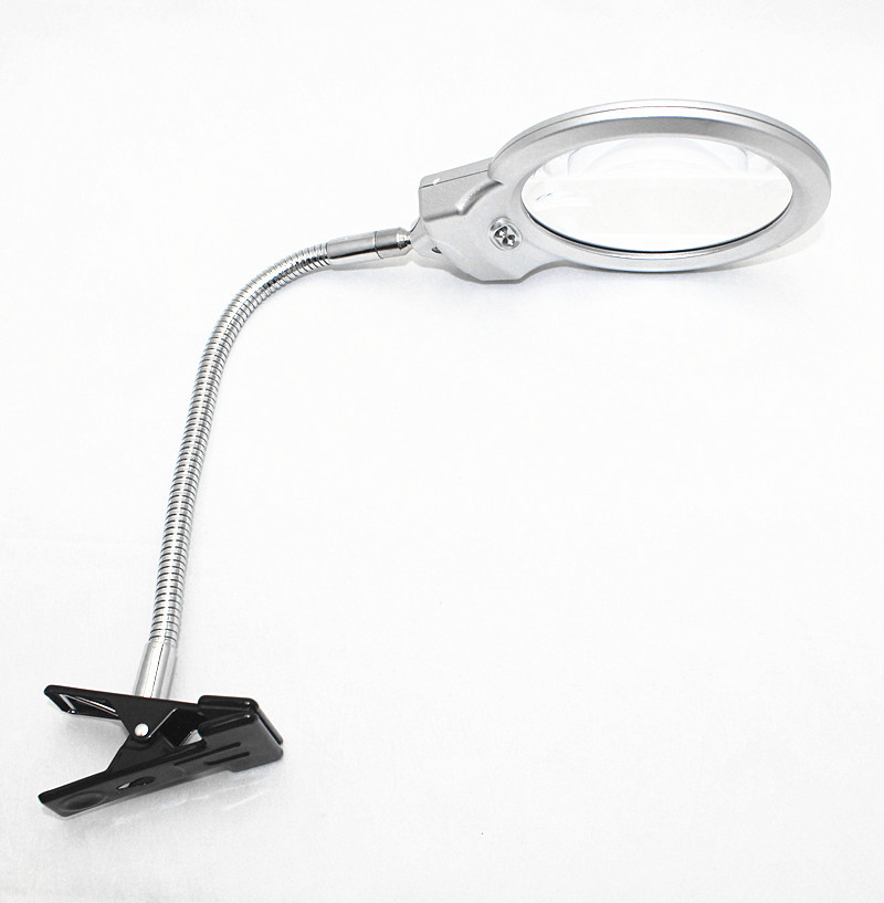 Saluaqui Magnifying Lamp With LED Light - Flexible Clip On Desk Magnifier 2.25X & 5X