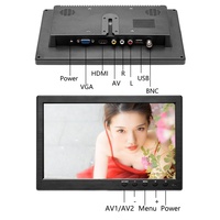 (Stock en EE. UU./UE/Reino Unido) Podofo Monitor de Coche LCD HD de 10.1" y Mini Pantalla a Color para TV o Computadora con 2 Entradas de Video y Monitor de Seguridad