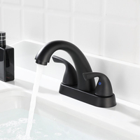 Robinet chaud/froid noir mat à deux poignées pour lavabo de salle de bain et hôtel
