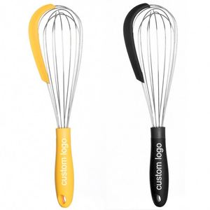 Fouet en fil métallique multifonctionnel personnalisé avec logo, spatule à bol en silicone antiadhésive, batteur à œufs manuel pour la cuisine - Product Image 1