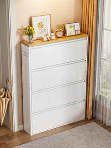 Slim Metal Flip <strong>Shoe</strong> Cabinet with Top Shelf Modern <strong>Shoe</strong> Organizer for Entryway <strong>Hallway</strong> Dorm Room <strong>Storage</strong> - Product Image 3