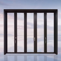 Porte pliante en aluminium imperméable HDSAFE avec double vitrage, design moderne, pour balcon extérieur, patio