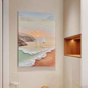 Hand Painted Oil Painting Seascape 3D Textured Canvas <b>Art</b> For Living Room Wall Decor Unframed Abstract <b>Art</b> - Product Image 3