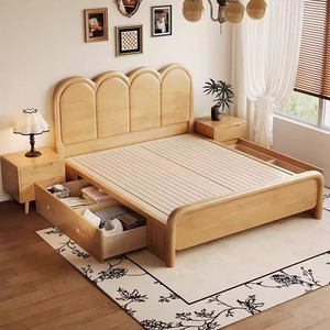Lit double en bois massif 180*212*118cm, OEM ODM, écologique, durable, design italien minimaliste moderne pour hôtel et appartement - Product Image 3