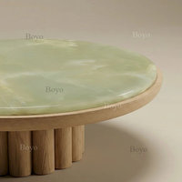 Table basse ronde en onyx vert naturel pour salon, vente en gros