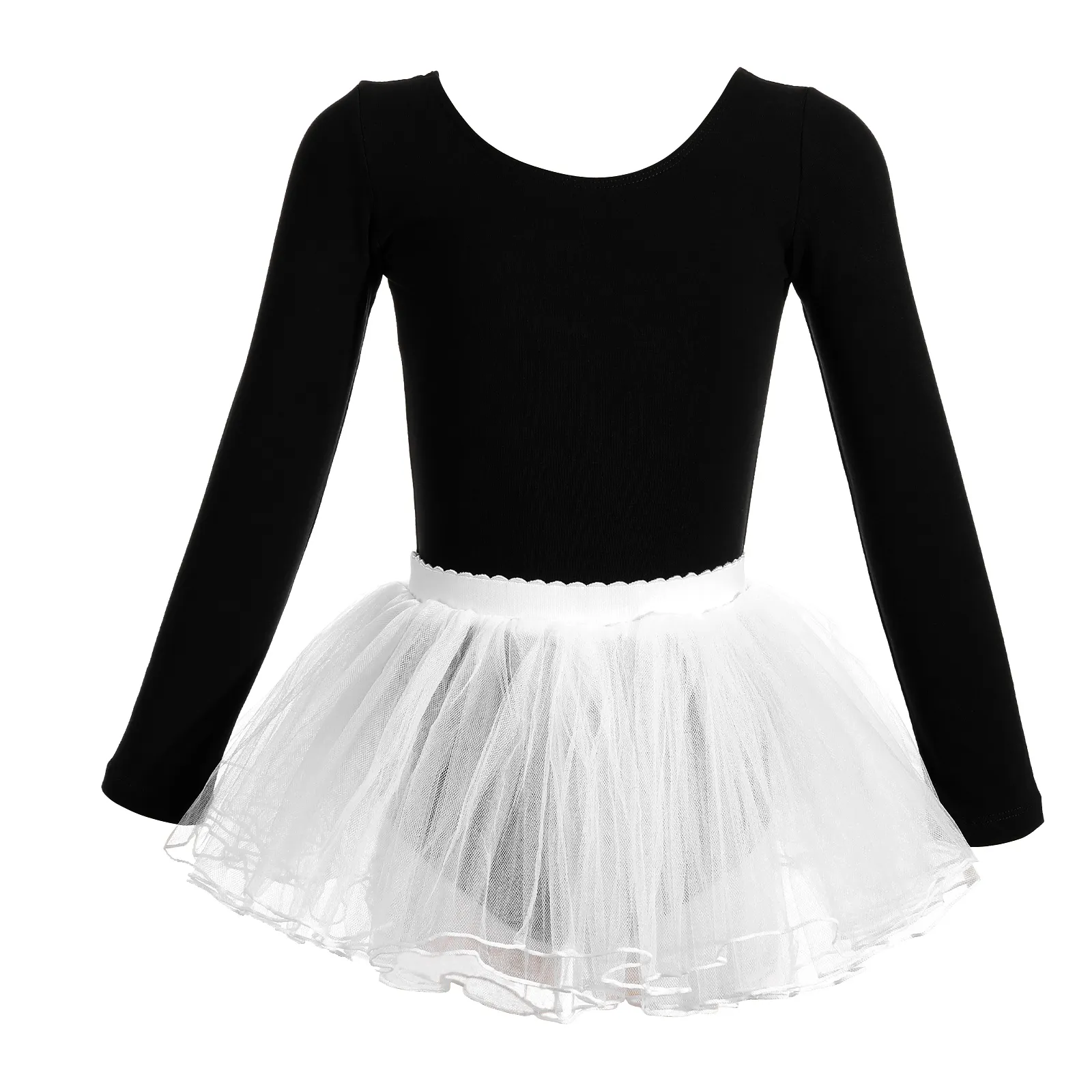 Балетный костюм для девочек AM0019 с длинными рукавами (подкладка спереди), тренировочные колготки