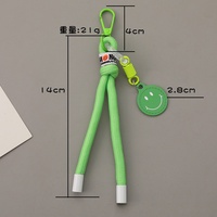 Grosir Gantungan Kunci Wajah Tersenyum 14cm Tali Kepang Liontin Carabiner Klip Tas Tali Pergelangan Tangan Aksesoris Warna-warni Kawaii Grosir OEM