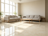 En promotion : Carrelage en porcelaine pleine masse effet marbre 1000x1000mm, épaisseur 10mm, beige, finition brillante, pour sols de salon et hôtels