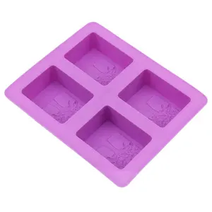 Tree Shaped Purple Rectangle Silicone Mold 4 Hole Soap Mold Arts And Crafts Chocolate Cake Molding Hand Making Tools