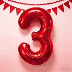 Party Love Confezione da 12 Palloncini Rossi Lucidi in Lamina Metallizzata, Alta Visibilità, Palloncino Numero Rosso N3 80cm - Product Image 5