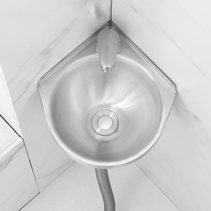 Évier d'angle triangulaire miniature en acier inoxydable 304 à montage mural, gain de place, petit lavabo pour salle de bain, balcon, camping-car, <span class=keywords><strong>appartement</strong></span> - Product Image 5