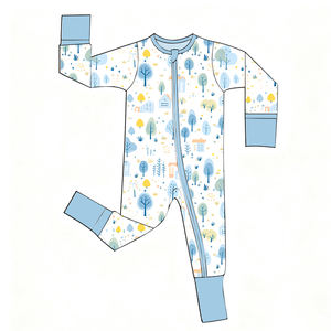 थोक अनुकूलित मुद्रित बच्चे के पजामास ने बांस को दो तरह से जिपर शरद ऋतु एक टुकड़ा लंबे स्लीववियर - Product Image 2