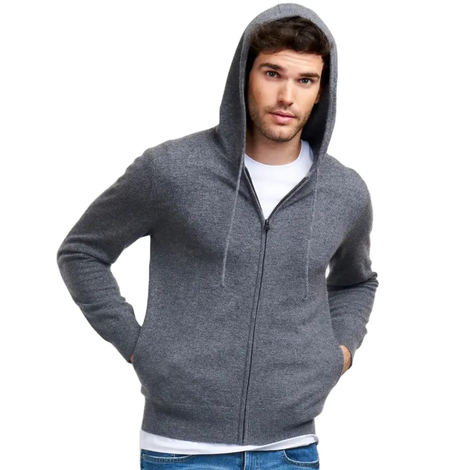 Classical style full zipper cashmere men sweater cashmere men hoodie cardigan