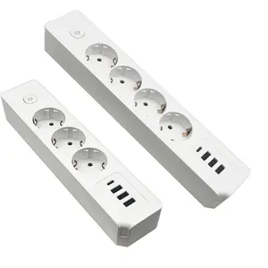 New Trend 1 On Off Switch 4 AC Outlets Extension Socket CE European Standard Power Strip With 1 Type C And 3 USB Output Ports