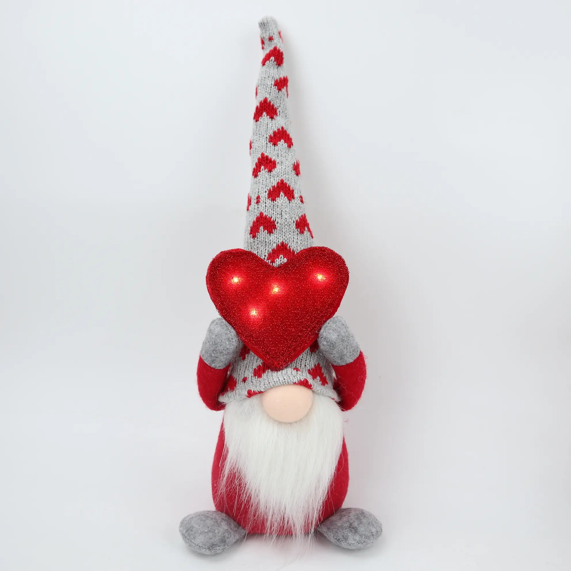 Cute Christmas classic Red Dwarf Christmas decoration Glowing Love Dwarf Plush dwarf with Led lights
