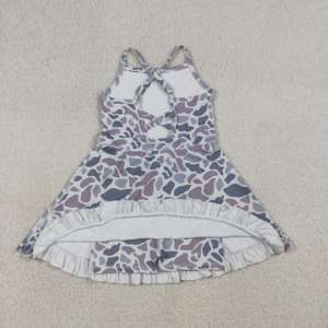 GSD2860 rts Vestido de verano para niña, hasta la rodilla, verde, con estampado de lunares cruzados, sin mangas, venta al por mayor - Product Image 2